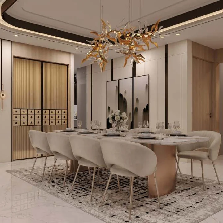 Fortune Suraj Bhan Grande formal dining room with a long dining table Fortune Suraj Bhan Grande formal dining room with a long dining table