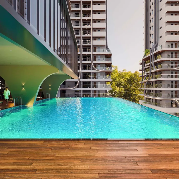 Fortune Suraj Bhan Grande temperature-controlled terrace swimming pool with timber deck